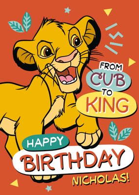  Disney The Lion King From Cub To King Illustrated Simba Birthday Card