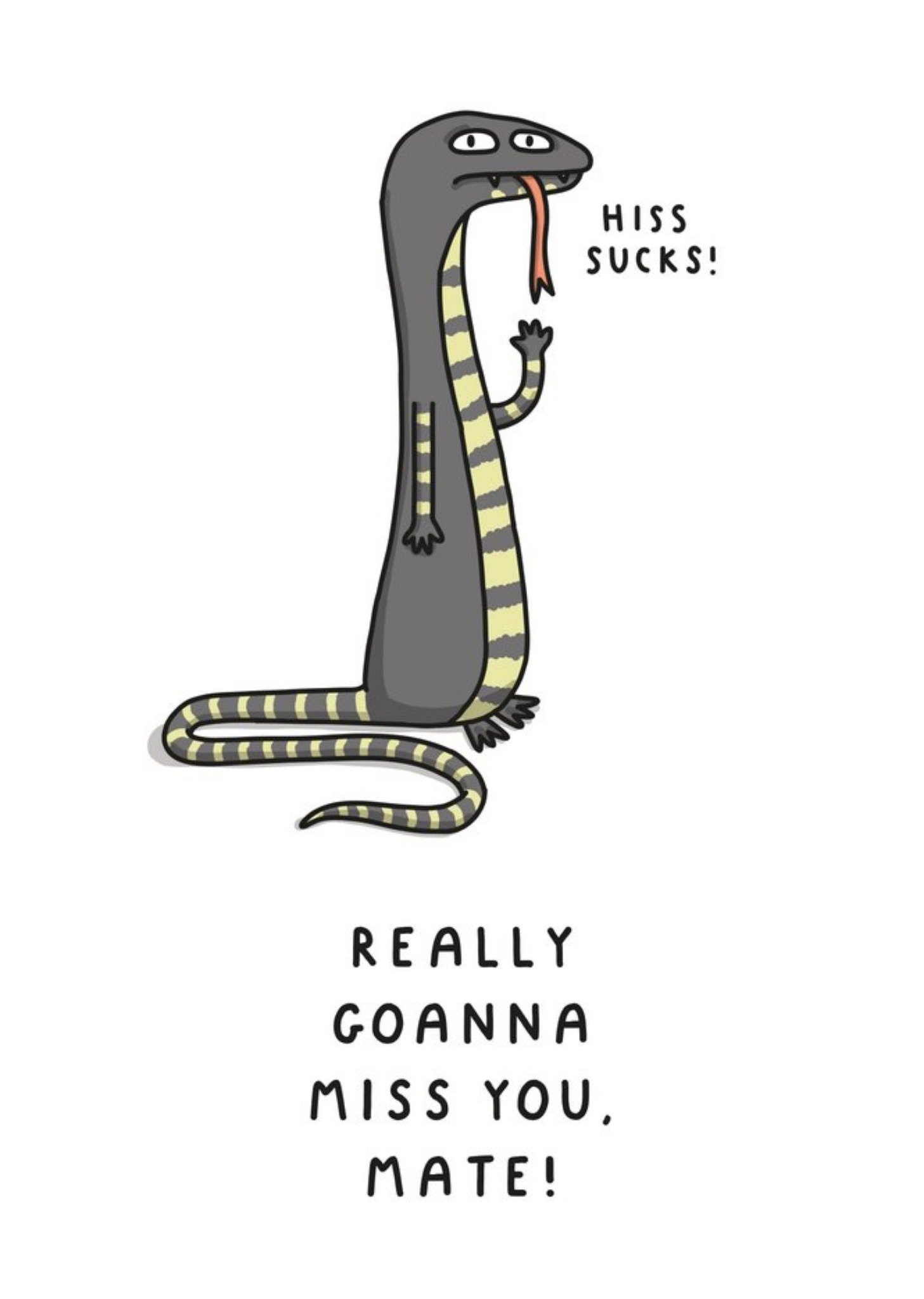 Moonpig Funny Snake Goanna Miss You Leaving Card