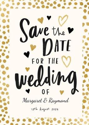 Editable Typographic Hearts Save The Date Wedding Card