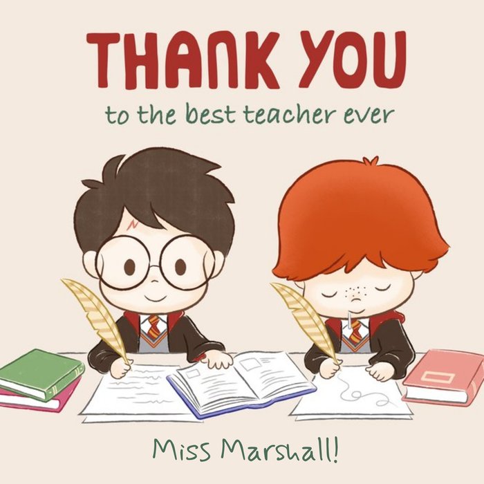 Illustrated Harry Potter Thank You Teacher Card