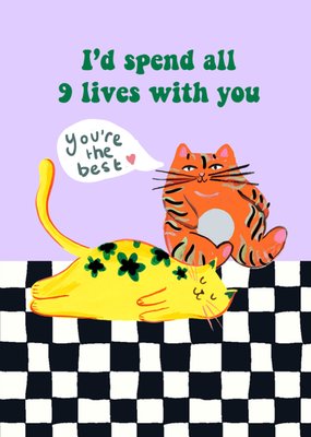 Nine Lives Cats Illustrated Eleanor Bowmer Valentine's Day Card