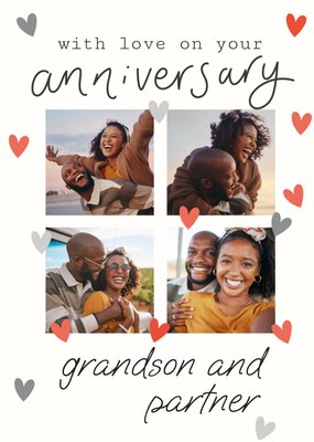 Grandson And Partner With Love On Your Anniversary Photo Upload Card