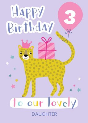 Cute Leopard Illustration Personalised Daughter Birthday Card