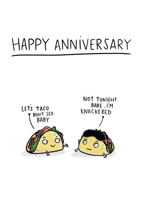 Love Funny Pun Taco Happy Anniversary Card