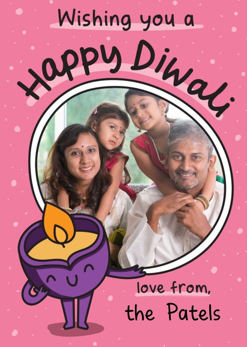 Illustration Of A Diya Character With A Circular Photo Frame Happy Diwali Photo Upload Card