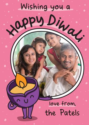 Illustration Of A Diya Character With A Circular Photo Frame Happy Diwali Photo Upload Card