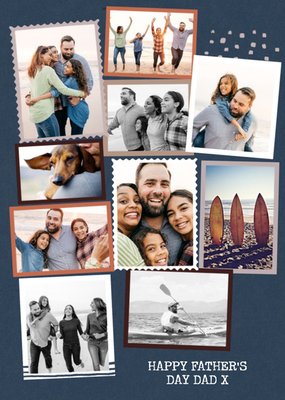 Modern Ten Photo Upload Collage Dad Father's Day Card