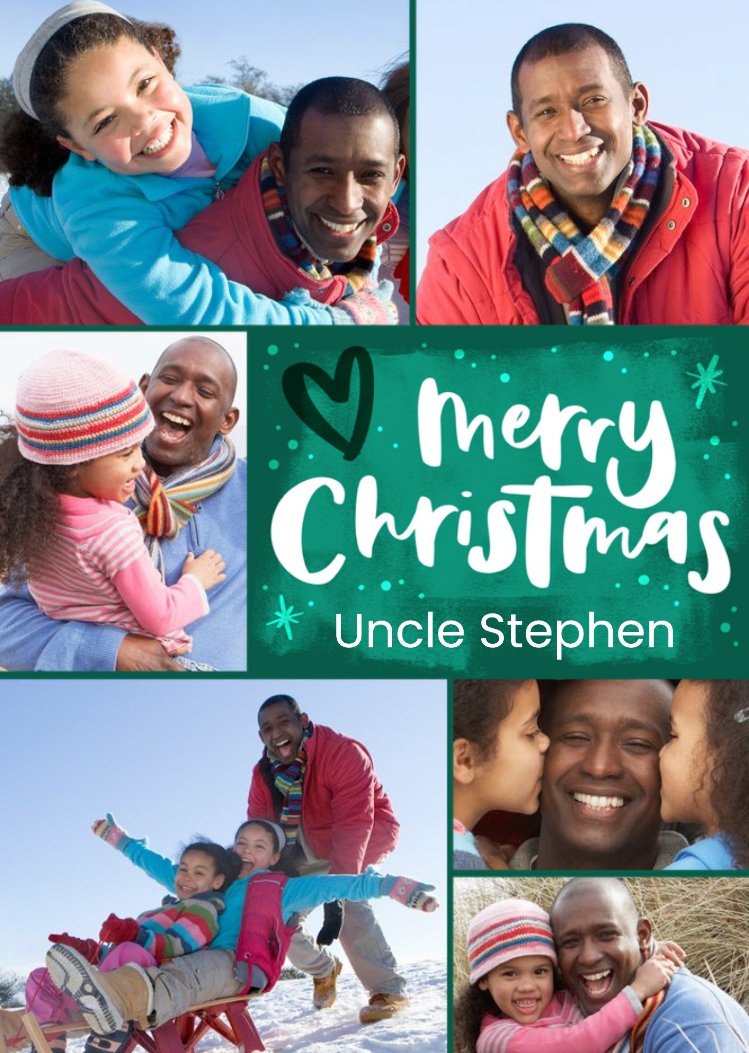 Moonpig Hand-Lettered Photo Upload Uncle Christmas Card