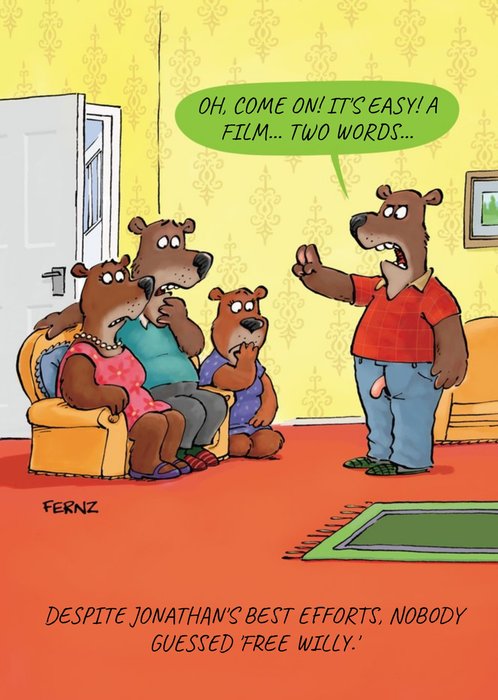 Funny Photographic Male Figurine in Armchair Rude Humour Card
