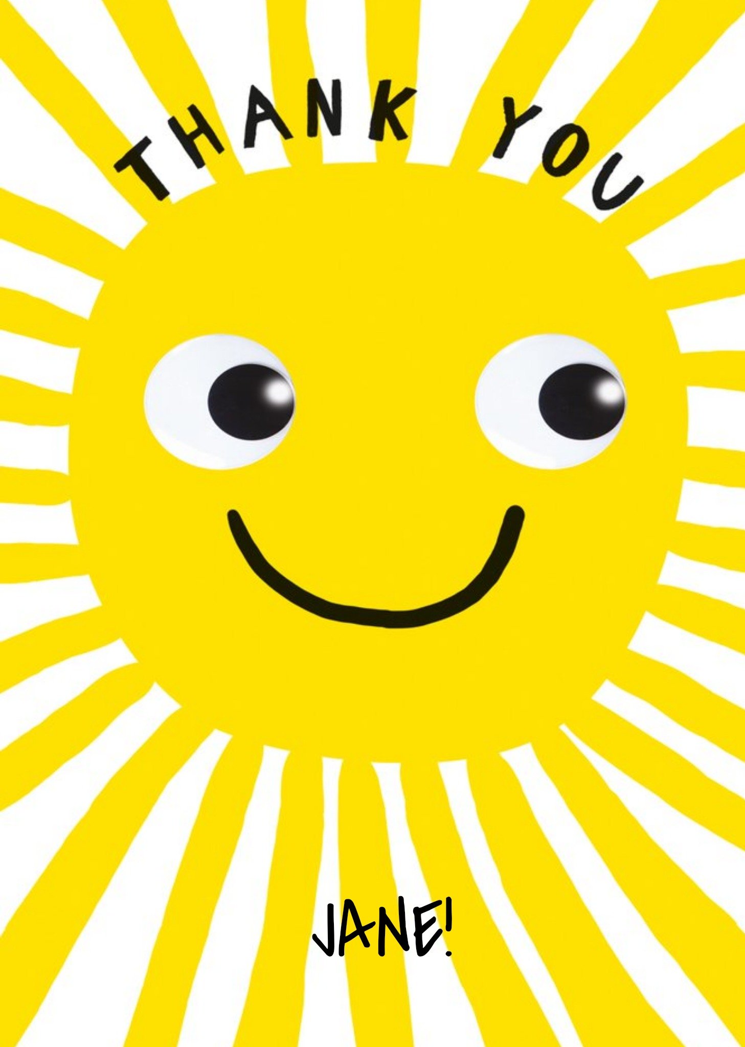Moonpig Illustration Of A Smiling Sun Thank You Card