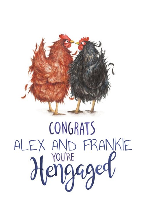 Funny Pun Chickens Illustration Engagement Card