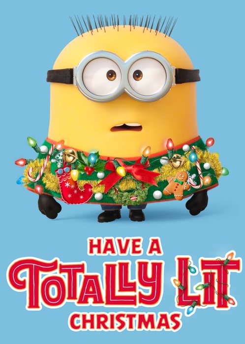 Totally Lit Christmas Minion Illustrated Card