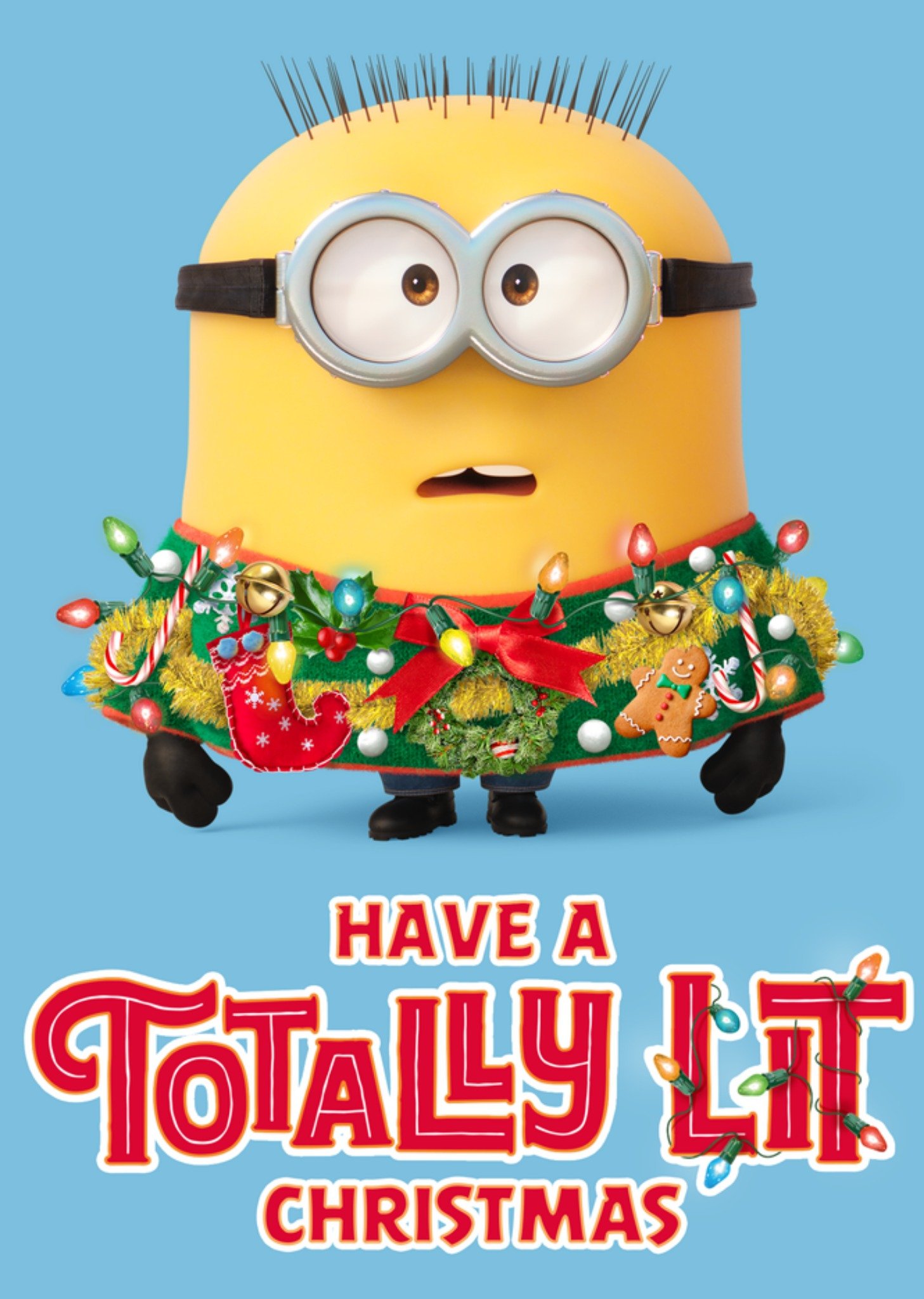 Moonpig Totally Lit Christmas Minion Illustrated Card