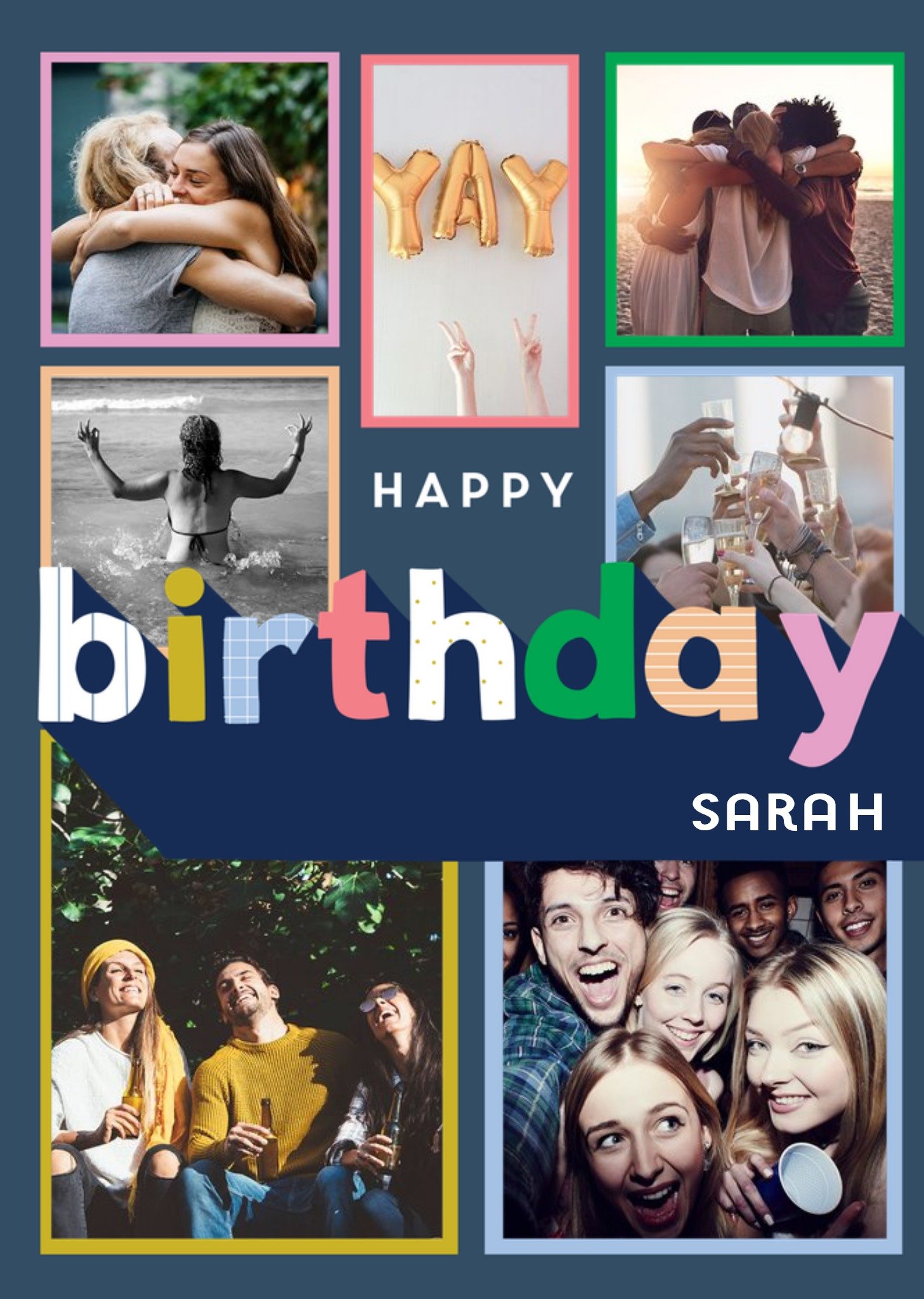 Moonpig Happy Birthday Card - Multiple Photo Upload Card
