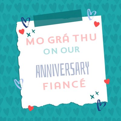 Hooray For Today Happy Anniversary Fiancé Irish Language Card