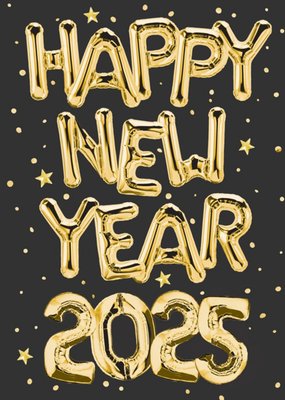 Gold Foil Balloons Happy New Year 2025 Card