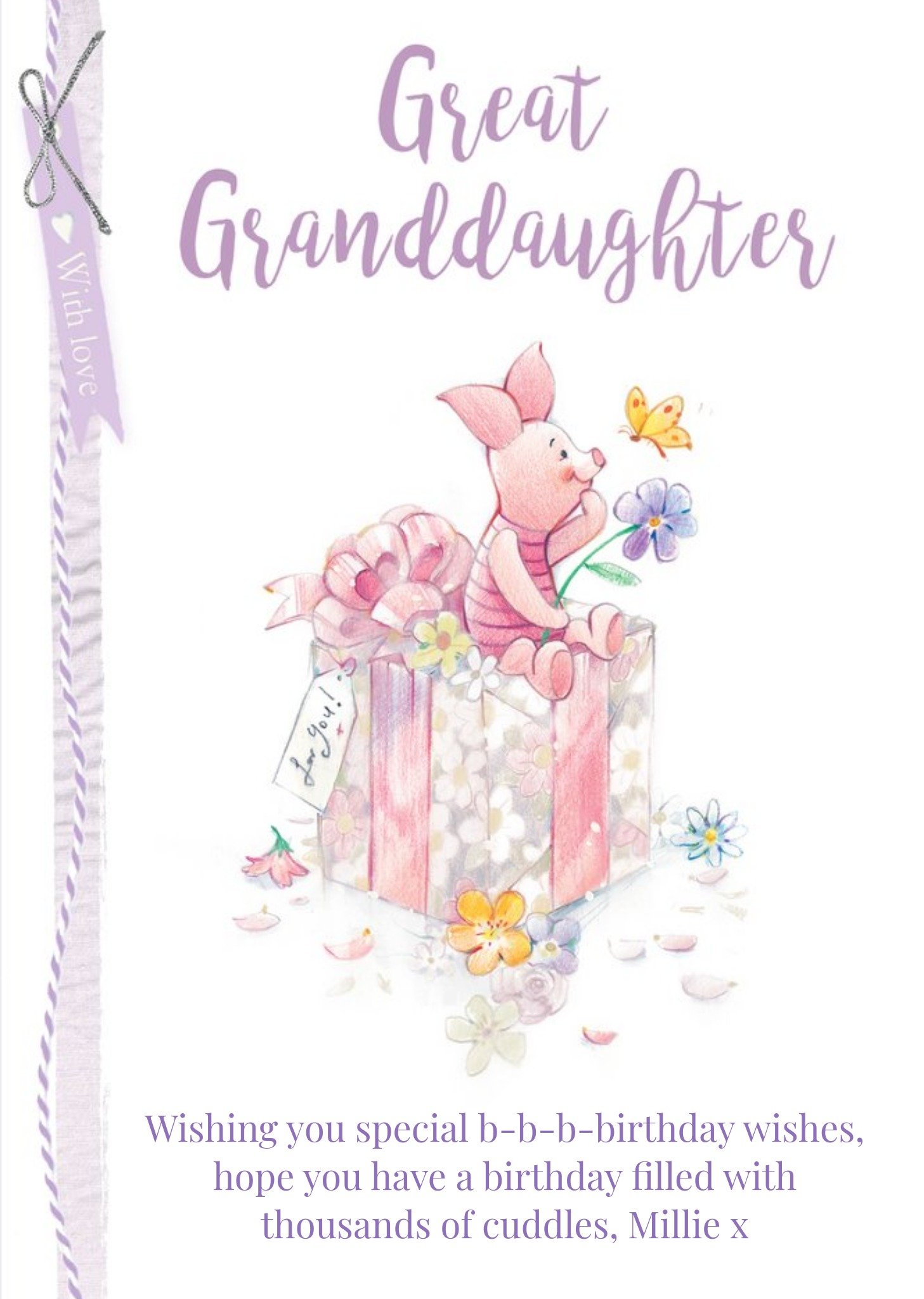 Disney Winnie The Pooh Great Granddaughter Birthday Card