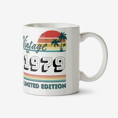 Personalise Date Of Birth Vintage Typographic Photo Upload Mug