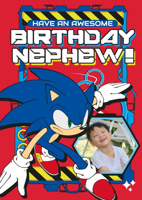 Sega Sonic the Hedgehog Have An Awesome Birthday Nephew Photo Upload Card