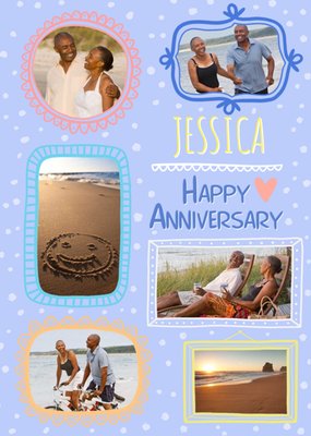 Various Photo Frames On A Speckled Background Photo Upload Anniversary Card