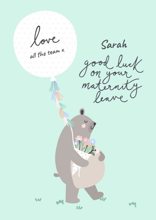 Bear Necessities Maternity Leave Personalised Text Card