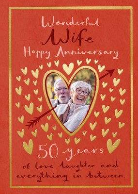 Wonderful Wife 50 Years Happy Anniversary Photo Upload Card