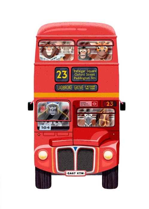 Folio Animal Red London Bus Card