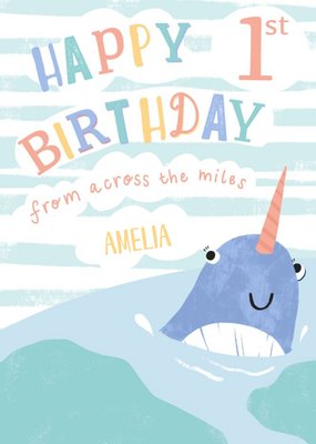 Happy 1st Birthday From Across The Miles Whale Card