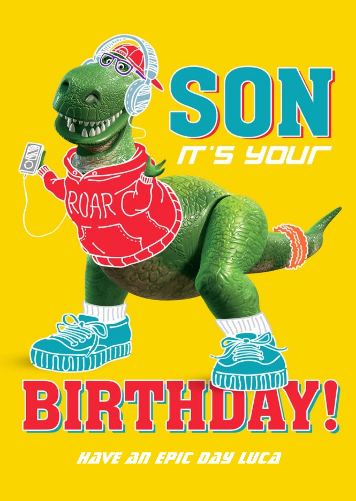 Toy Story Rex Dinosaur Character Son It's Your Birthday Card, Large