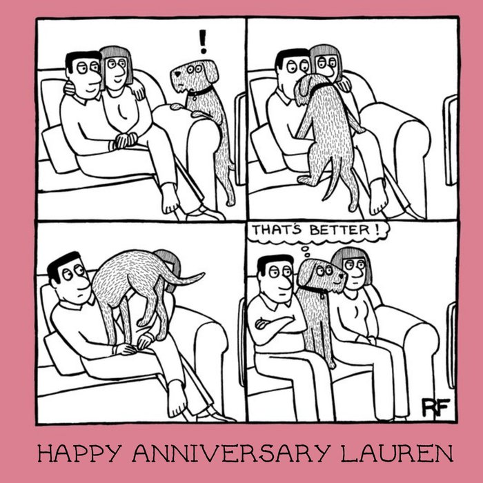 Dog Interrupting Comic Personalised Happy Anniversary Card