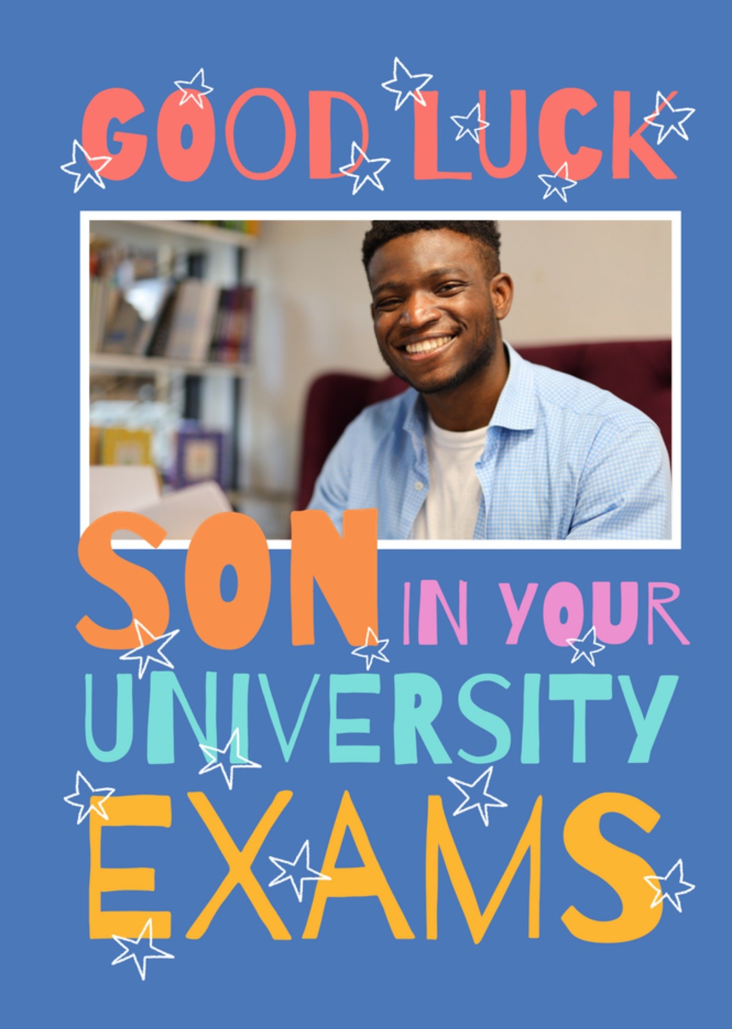 Moonpig Good Luck Son In Your University Photo Upload Exams Good Luck Card, Large