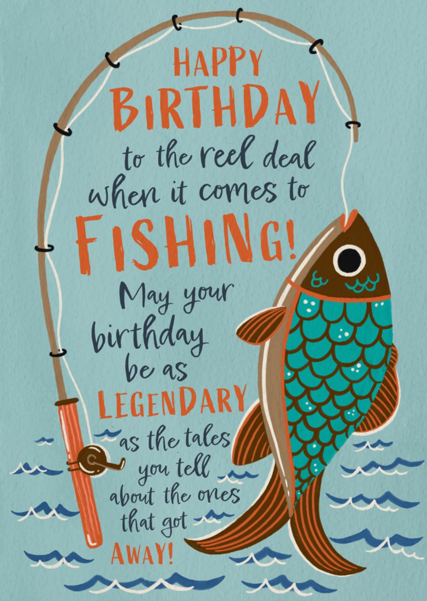 Moonpig You're The Reel Deal Legendary Fishing Birthday Card, Large
