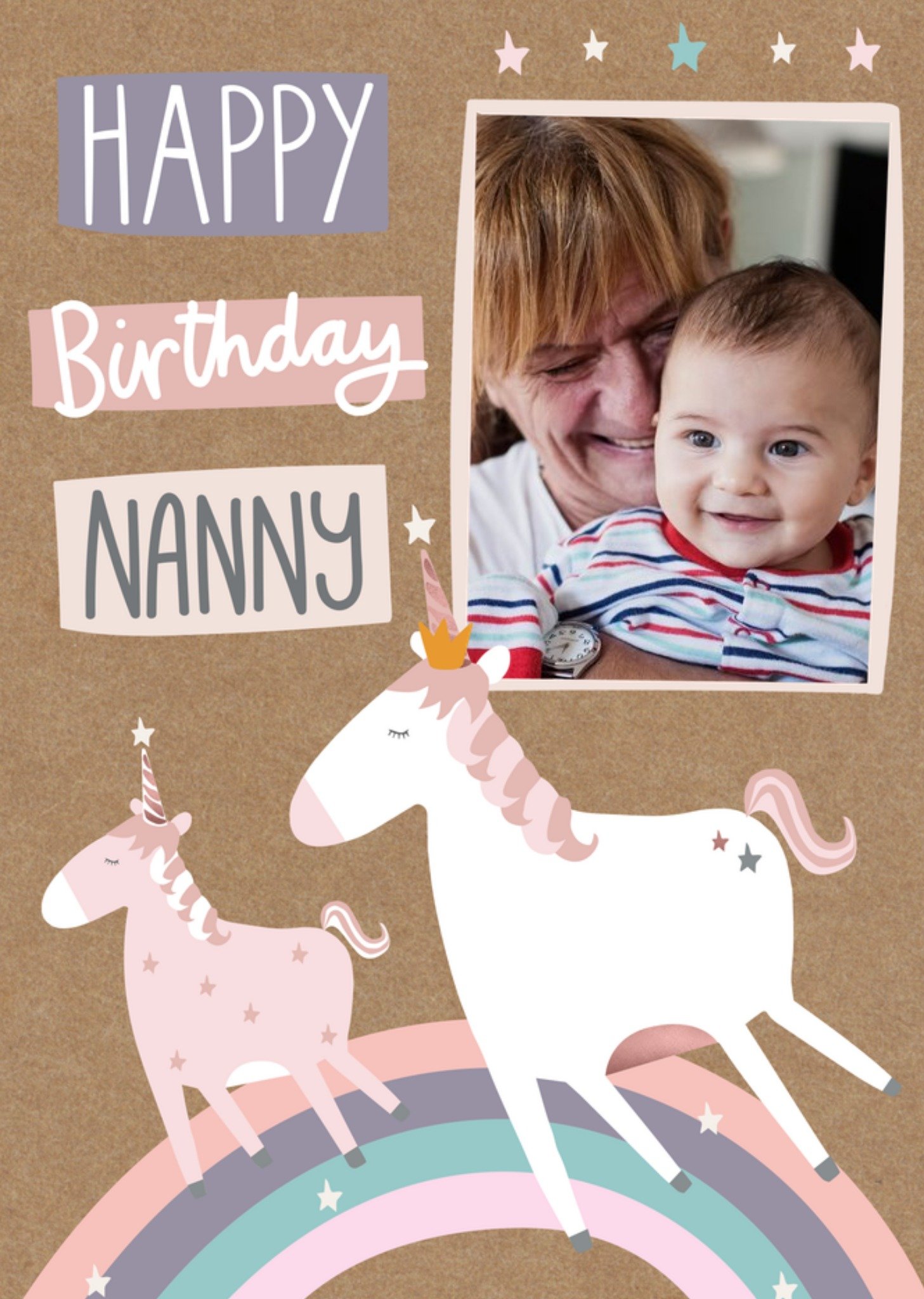 Moonpig Happy Birthday Nanny - Photo Upload Unicorn Card