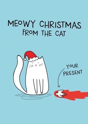 Meowy Christmas Hunting Cat Illustrated Scribbler Card 