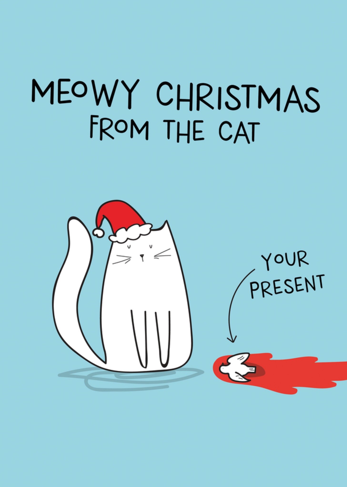 Meowy Christmas Hunting Cat Illustrated Scribbler Card