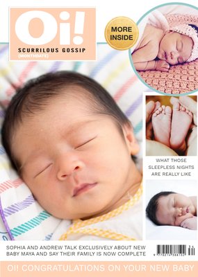 New Baby Congratulations Spoof Magazine Photo Upload Card