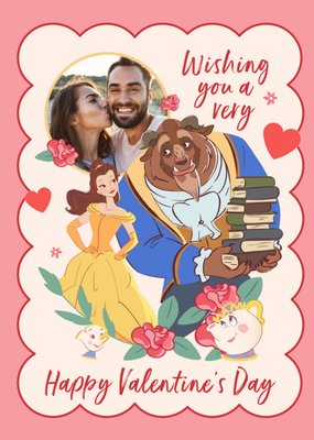 Loving Beauty And The Beast Disney Princess Photo Upload Valentine's Day Card