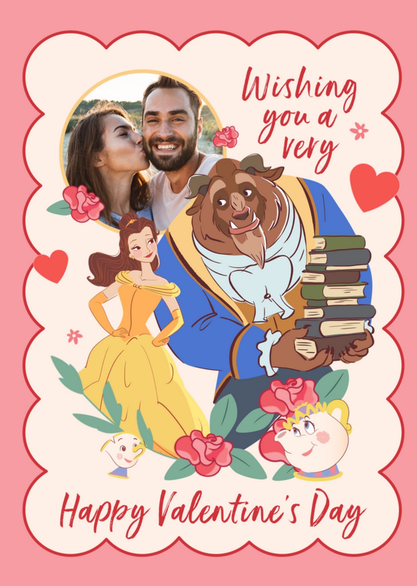 Loving Beauty And The Beast Disney Princess Photo Upload Valentine's Day Card, Large