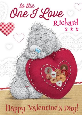 Tatty Teddy Buttone Heart To The One I Love Personalised Valentine's Day Card