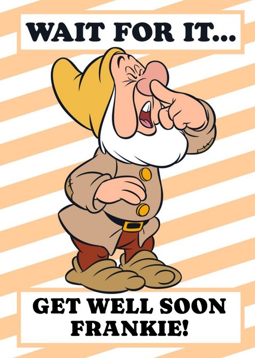 Disney Seven Dwarfs Sneezy Funny Get Well Card