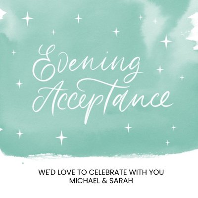 Modern Typographic Evening Acceptance Wedding Card