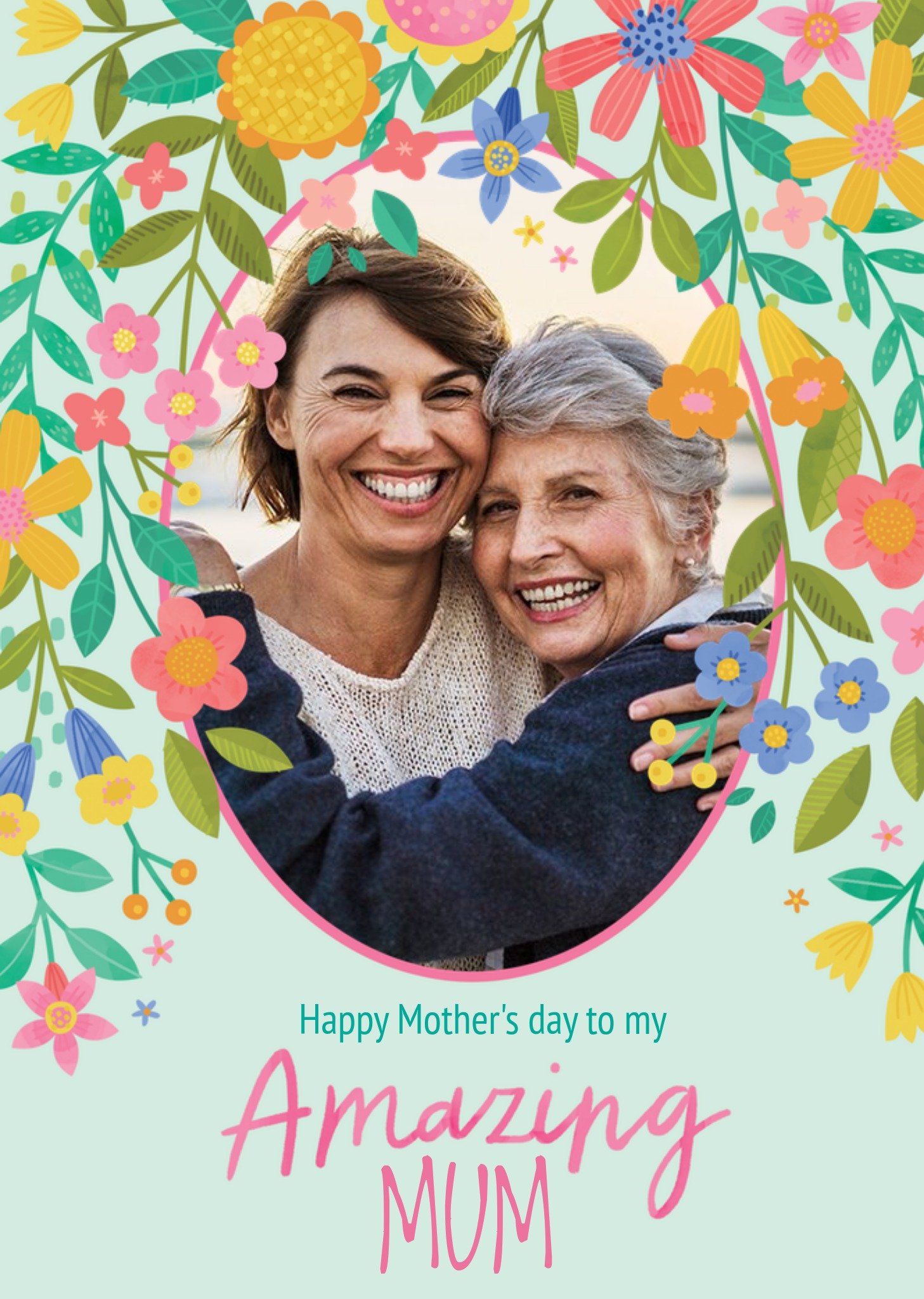 Moonpig Flowers Illustration Photo Upload Mother's Day Card
