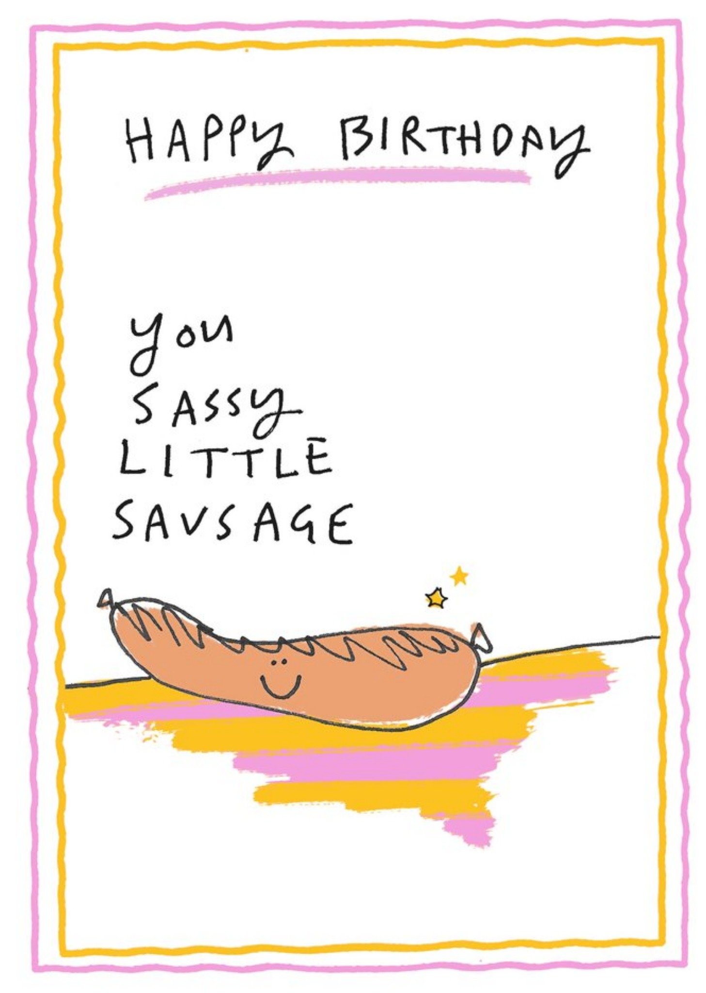 Moonpig Felt Studios Funny Illustrated Sassy Sausage Birthday Card