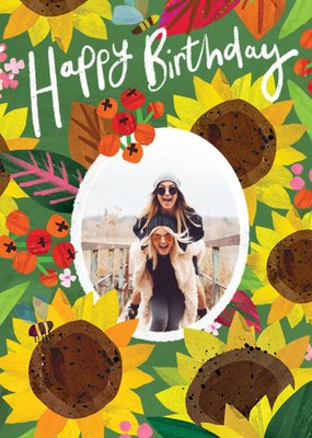 Floral Photo Upload Birthday Card