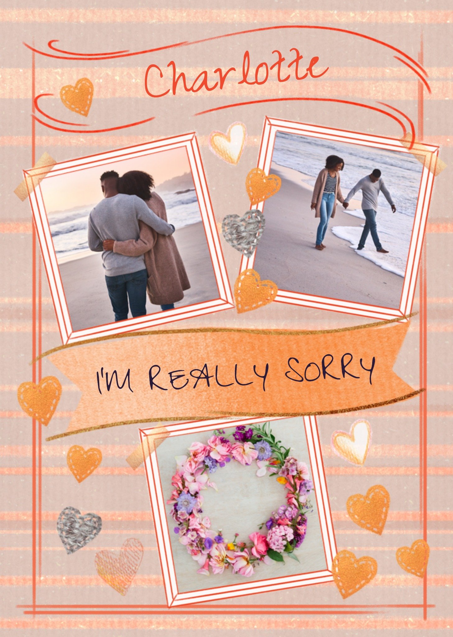 Moonpig Three Photo Upload Frames Really Sorry Card