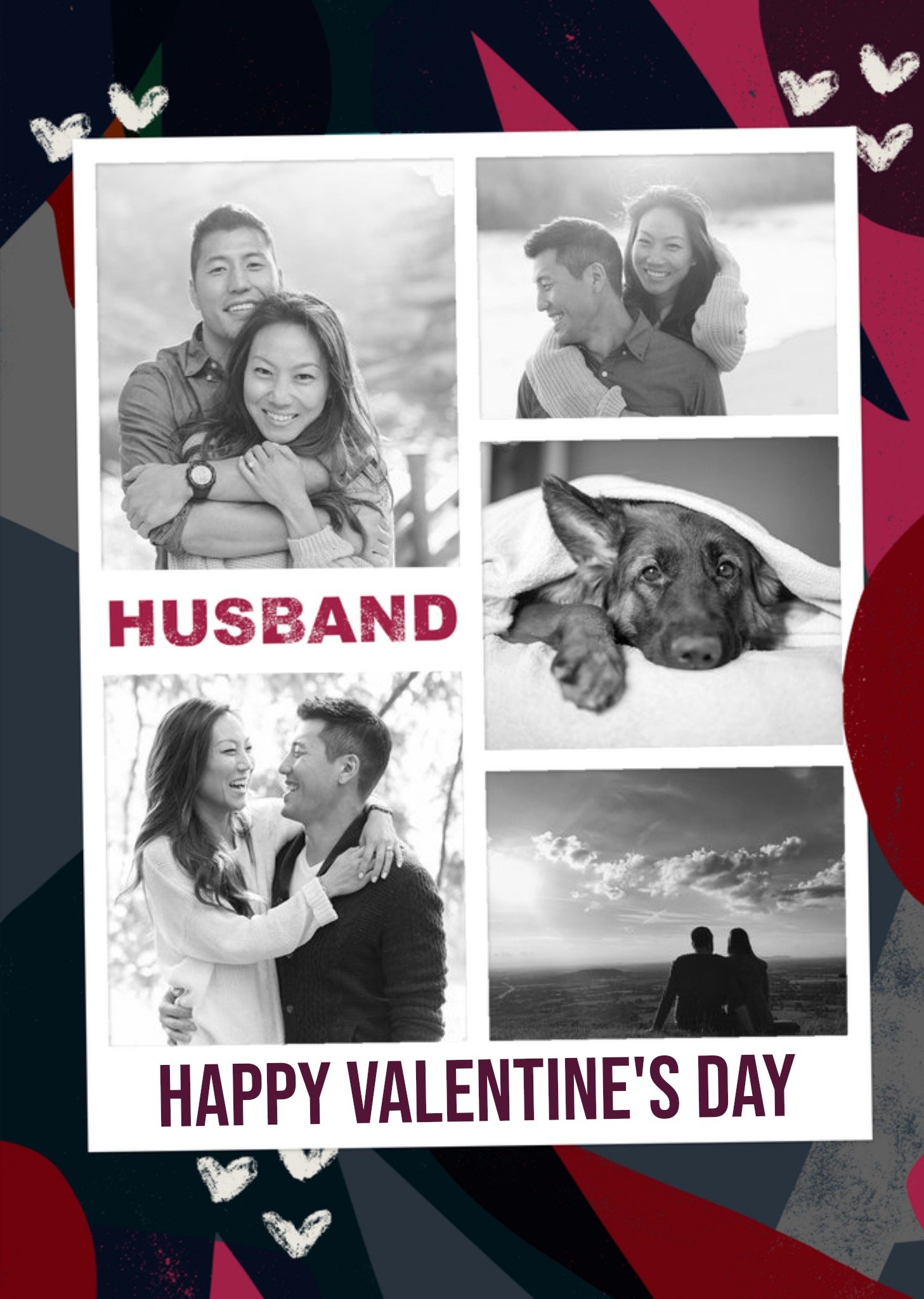 Moonpig Graphic Tropical Husband Photo Upload Valentine's Day Card