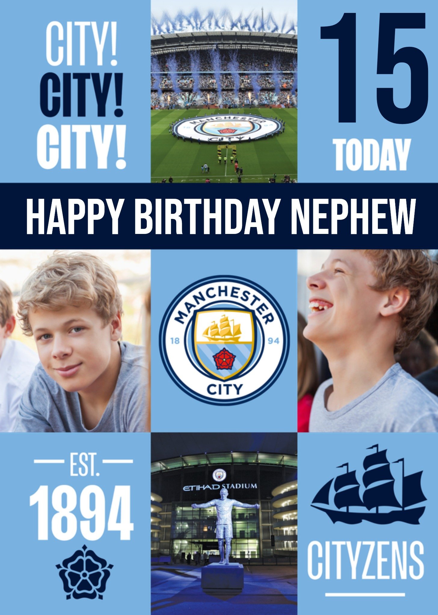 Moonpig Manchester City Fc Photo Upload Birthday Card