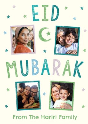 Little Piggy Press Crescent Moon And Stars Photo Upload Eid Mubarak Card