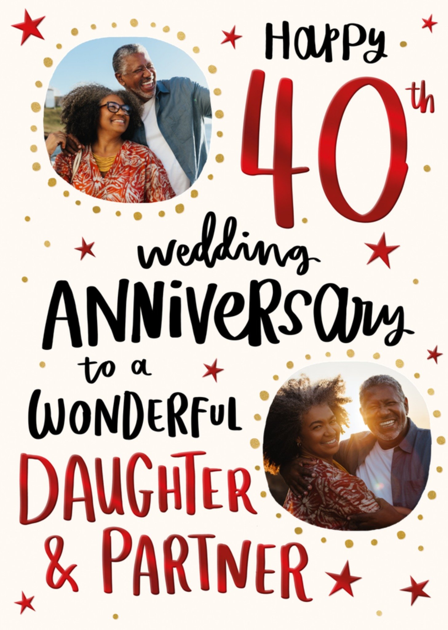 Moonpig Daughter & Partner Happy 40th Wedding Anniversary Photo Upload Card