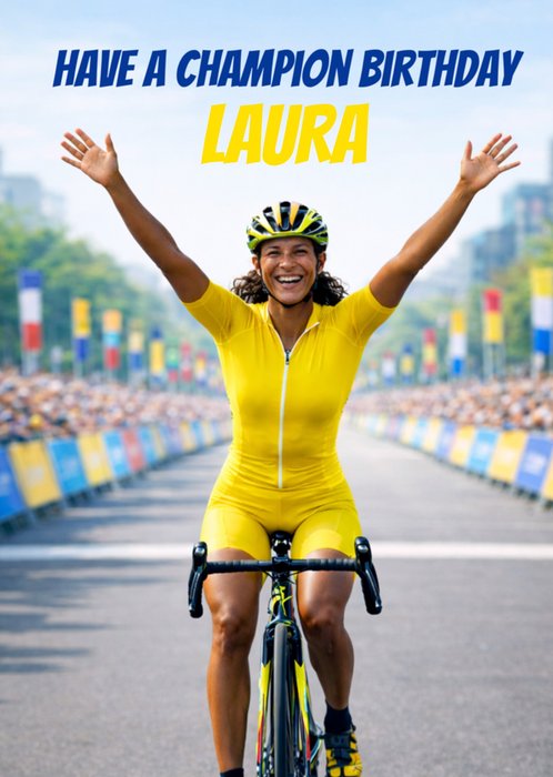 Have A Champion Birthday Face Swap Cycling Card